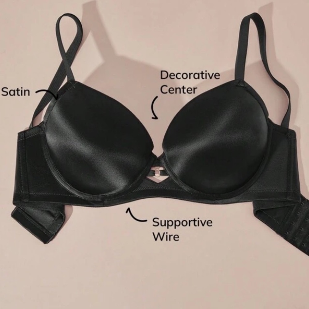 🆕 Luvlette 36D Full Coverage Dream Curve Satin Bra Black